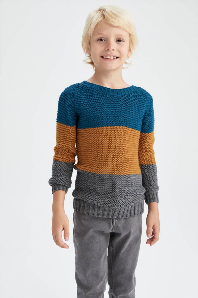 Мальчики и подростки Антра-меланж Пуловер стандартного кроя с круглым вырезом для мальчиков