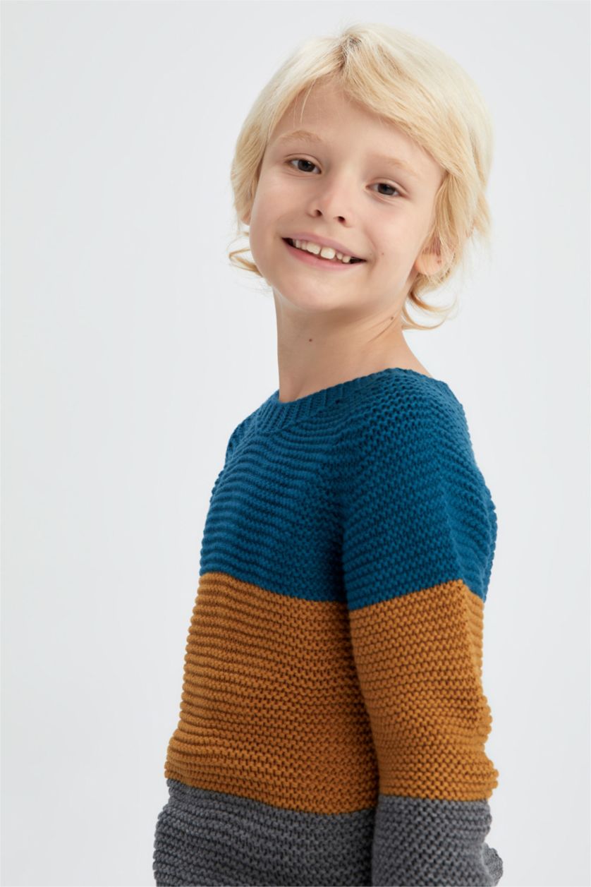 Мальчики и подростки Антра-меланж Пуловер стандартного кроя с круглым вырезом для мальчиков