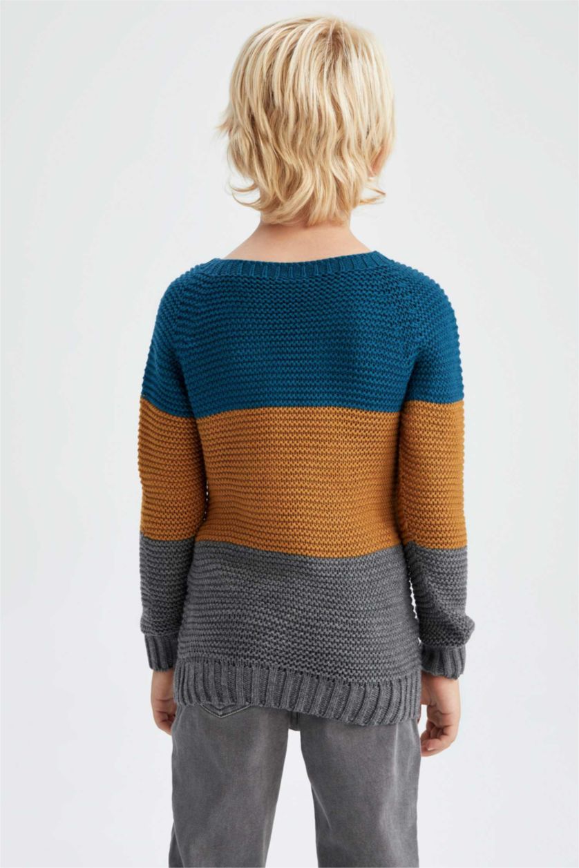 Мальчики и подростки Антра-меланж Пуловер стандартного кроя с круглым вырезом для мальчиков