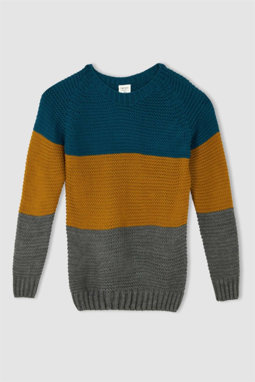 Мальчики и подростки Антра-меланж Пуловер стандартного кроя с круглым вырезом для мальчиков