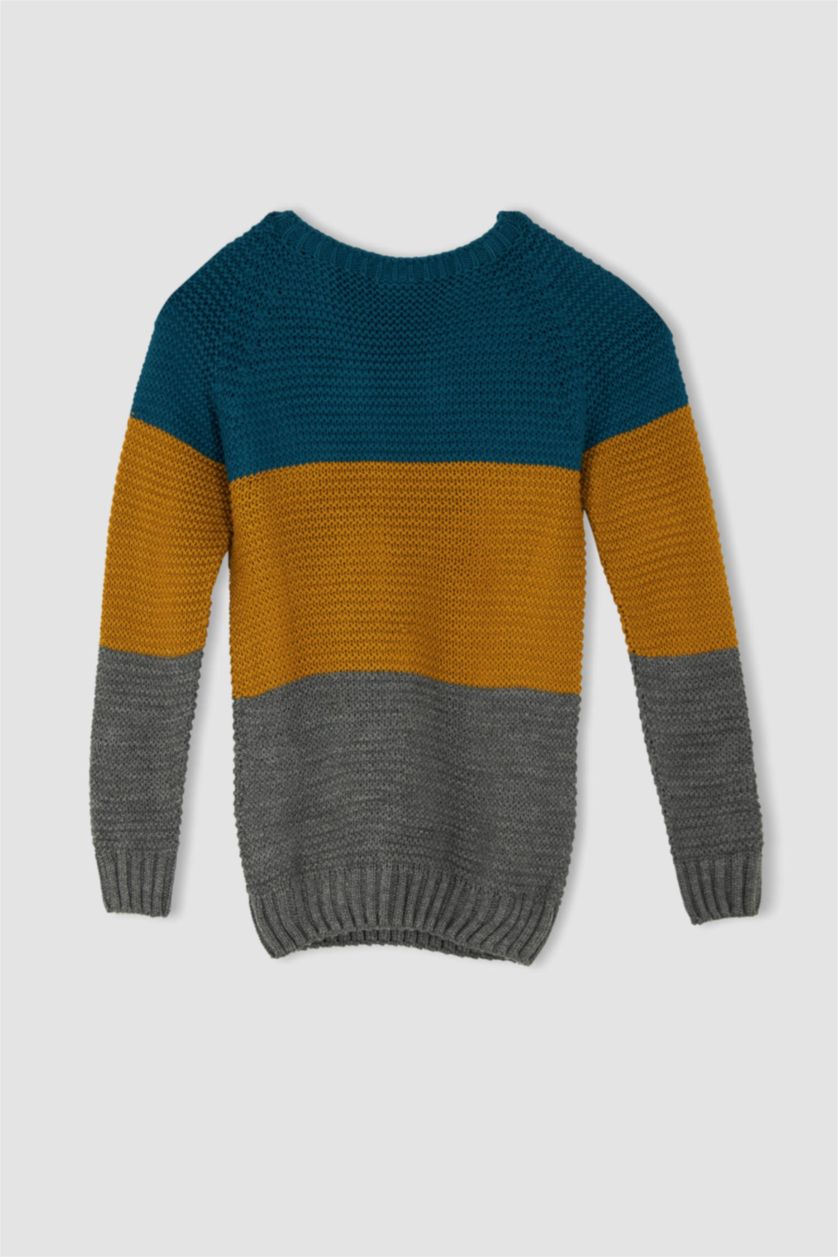 Мальчики и подростки Антра-меланж Пуловер стандартного кроя с круглым вырезом для мальчиков