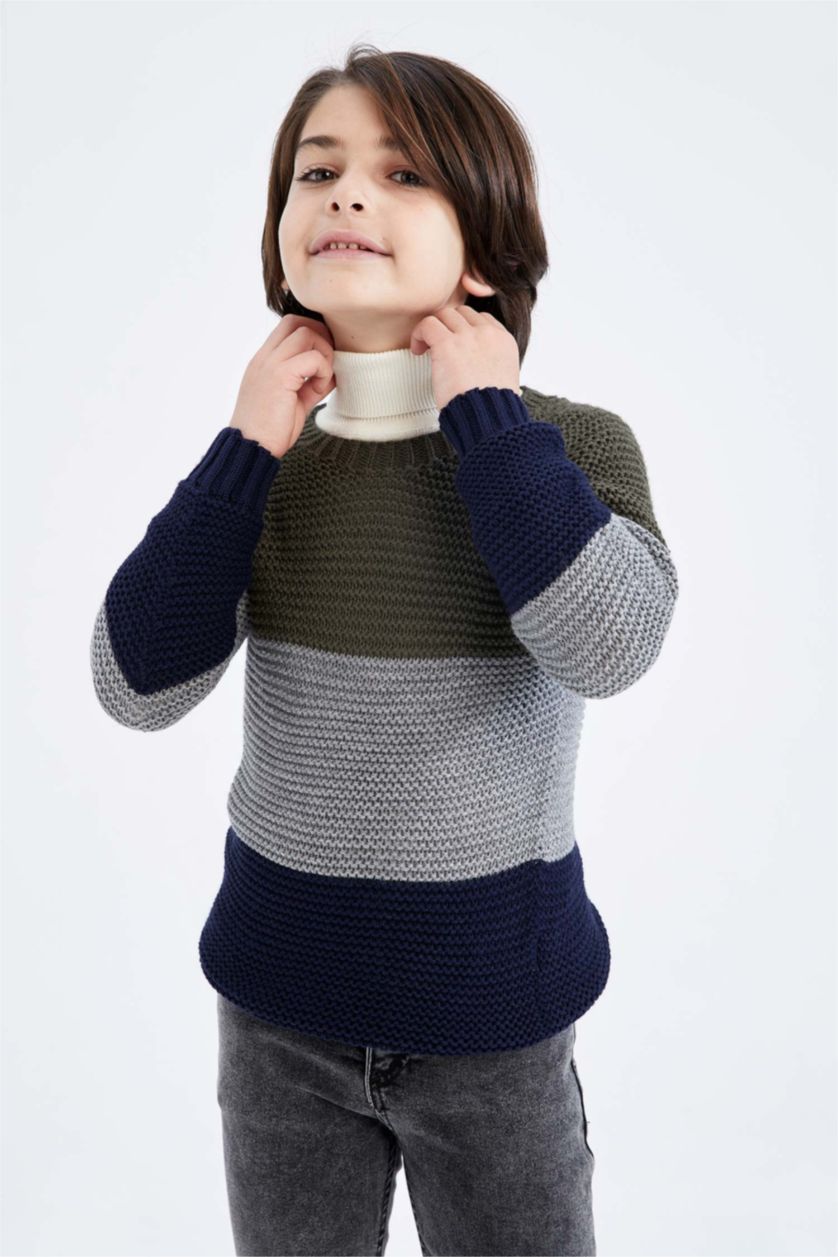 BOYS & TEENS Dark Khaki Boy Regular Fit Crew Neck Pullover