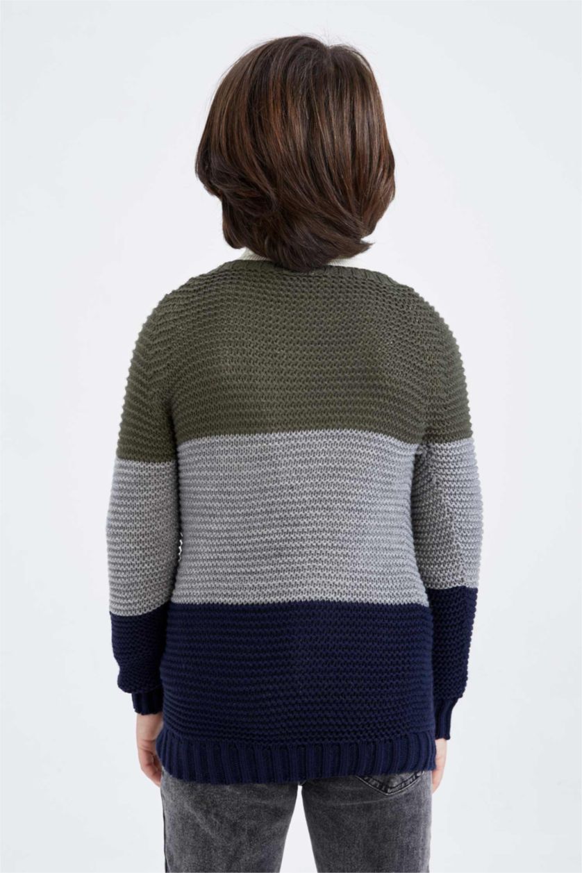 BOYS & TEENS Dark Khaki Boy Regular Fit Crew Neck Pullover