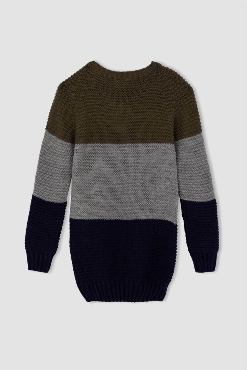 BOYS & TEENS Dark Khaki Boy Regular Fit Crew Neck Pullover