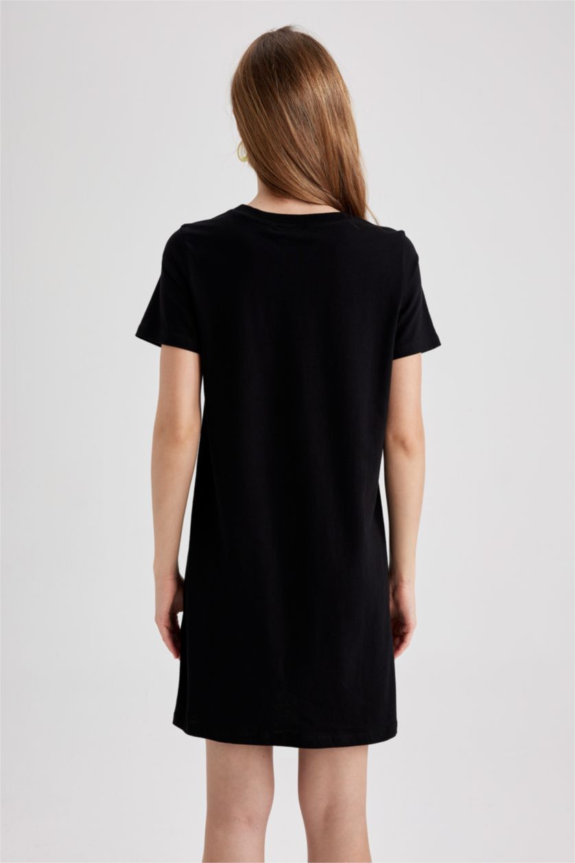 FEMME Noir Mini-robe t-shirt ajustée à slogan imprimé
