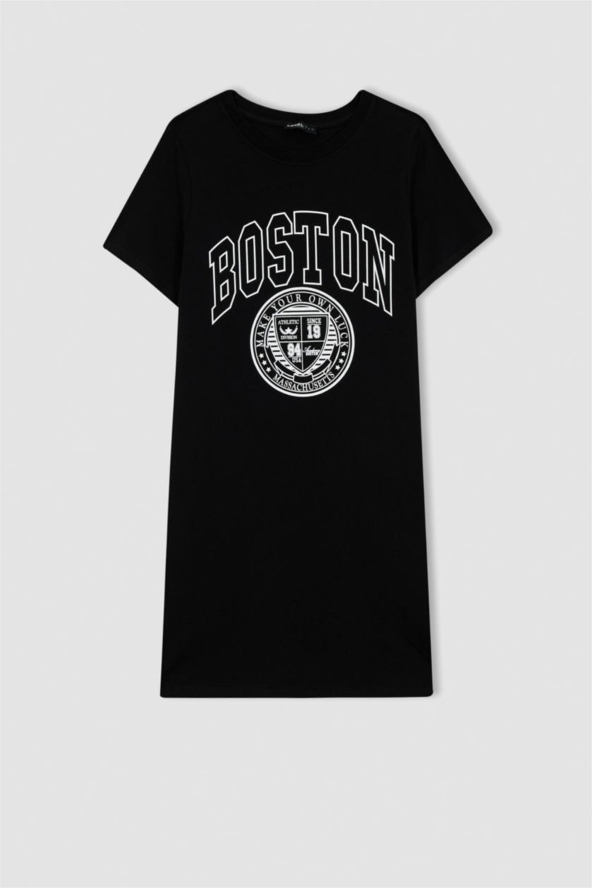 FEMME Noir Mini-robe t-shirt ajustée à slogan imprimé