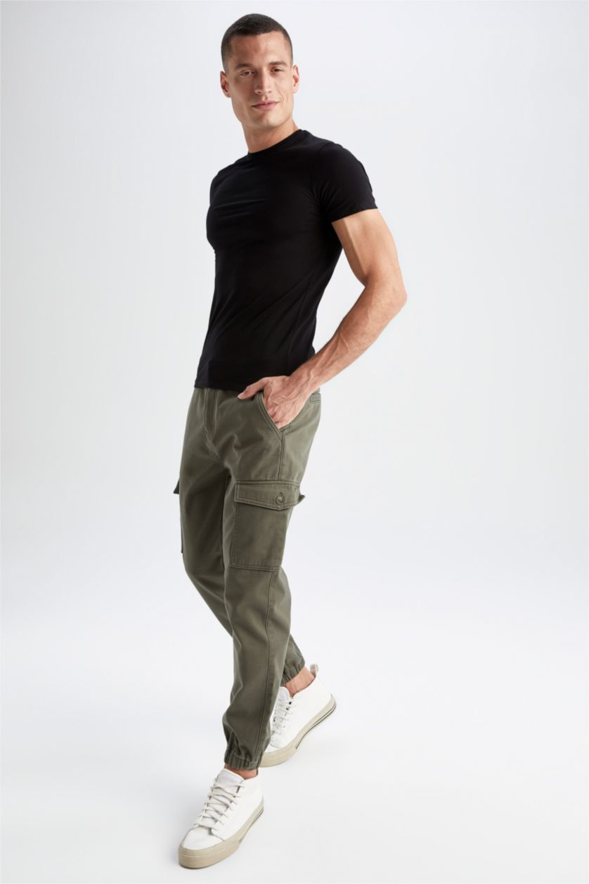 Erkek Haki Regular Kargo Jogger Pantolon