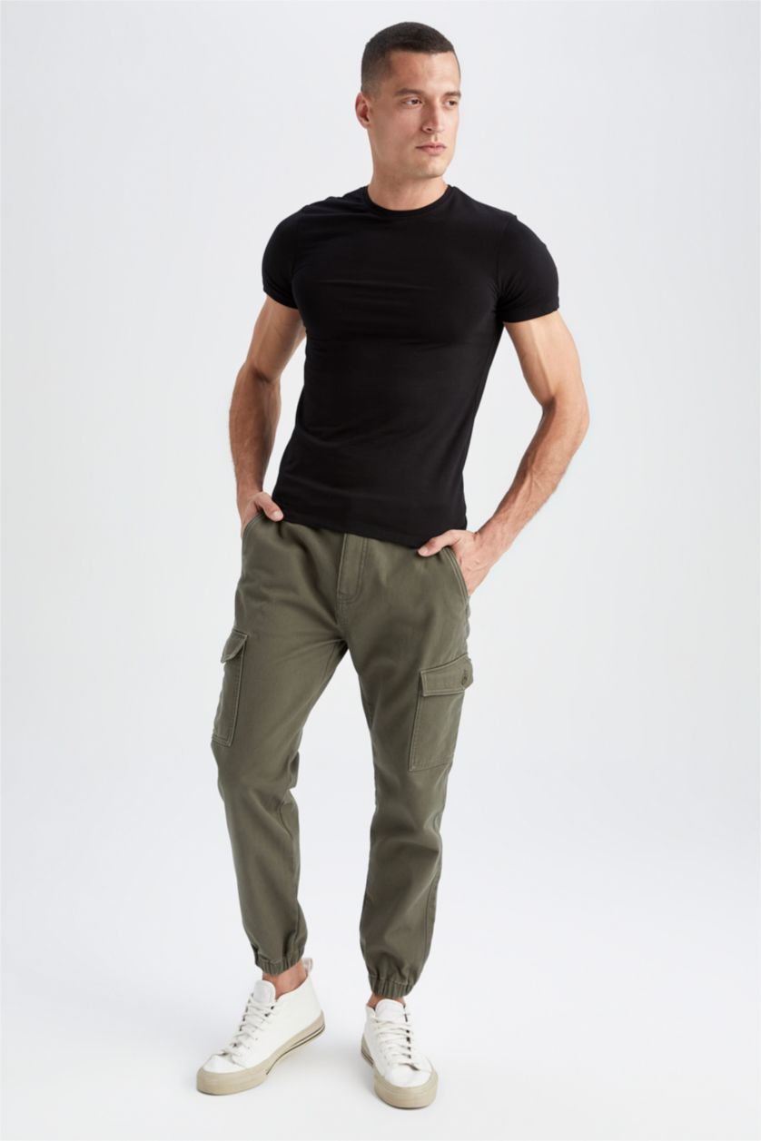 Erkek Haki Regular Kargo Jogger Pantolon