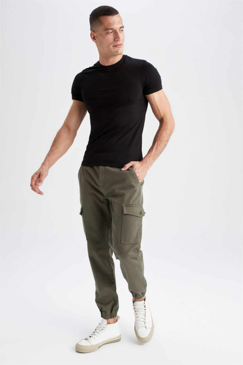 Erkek Haki Regular Kargo Jogger Pantolon