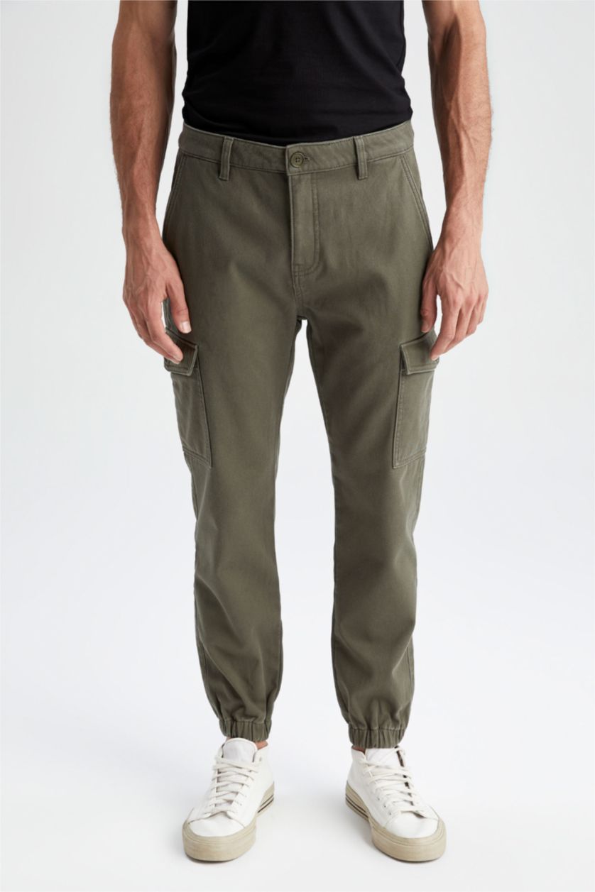 Erkek Haki Regular Kargo Jogger Pantolon