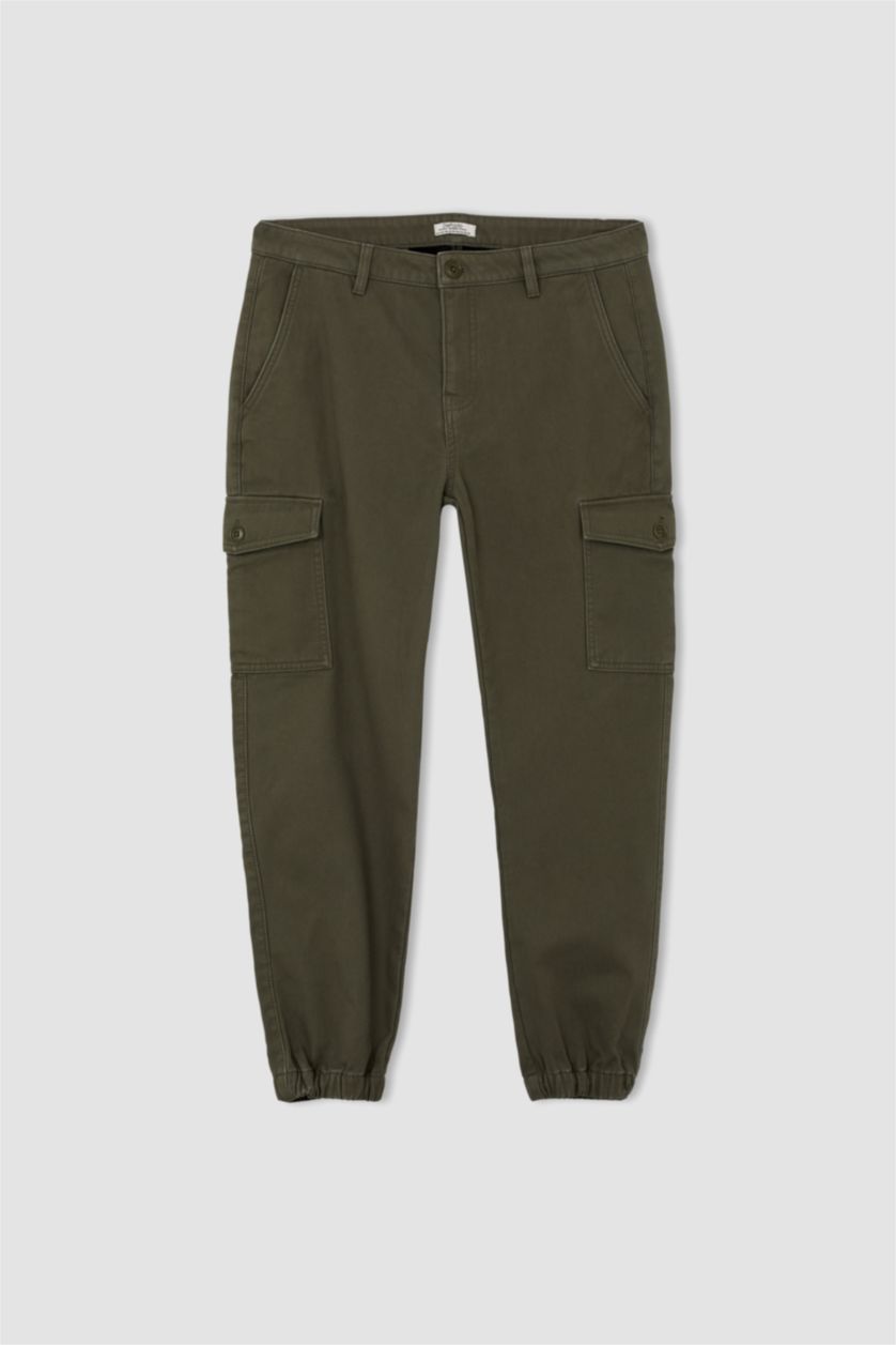 Erkek Haki Regular Kargo Jogger Pantolon