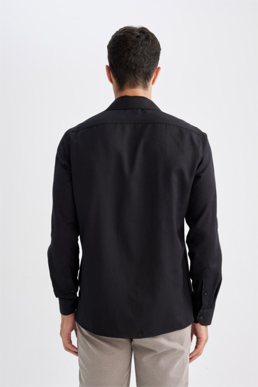 MAN Black Back to School Slim Fit Polo Neck Oxford Shirt