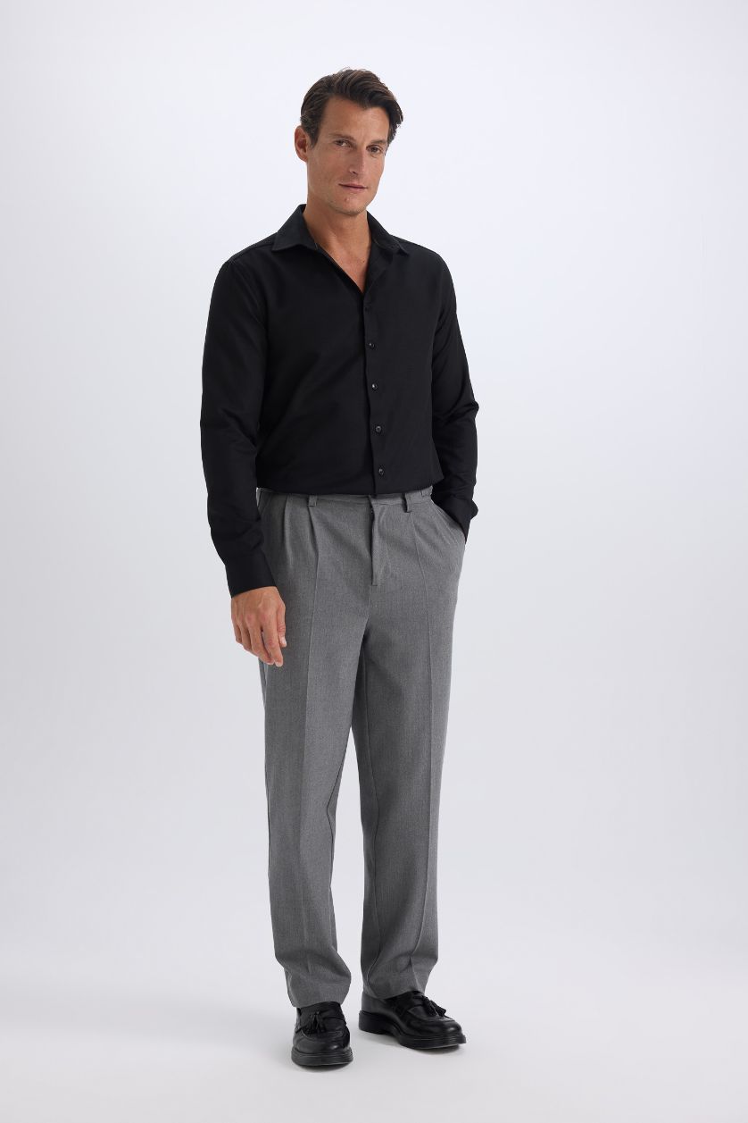 MAN Black Back to School Slim Fit Polo Neck Oxford Shirt