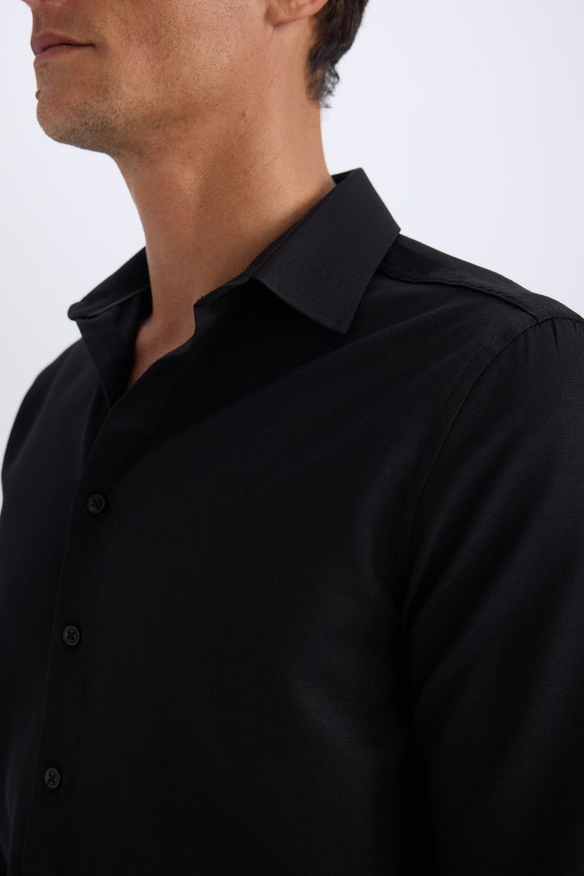 MAN Black Back to School Slim Fit Polo Neck Oxford Shirt