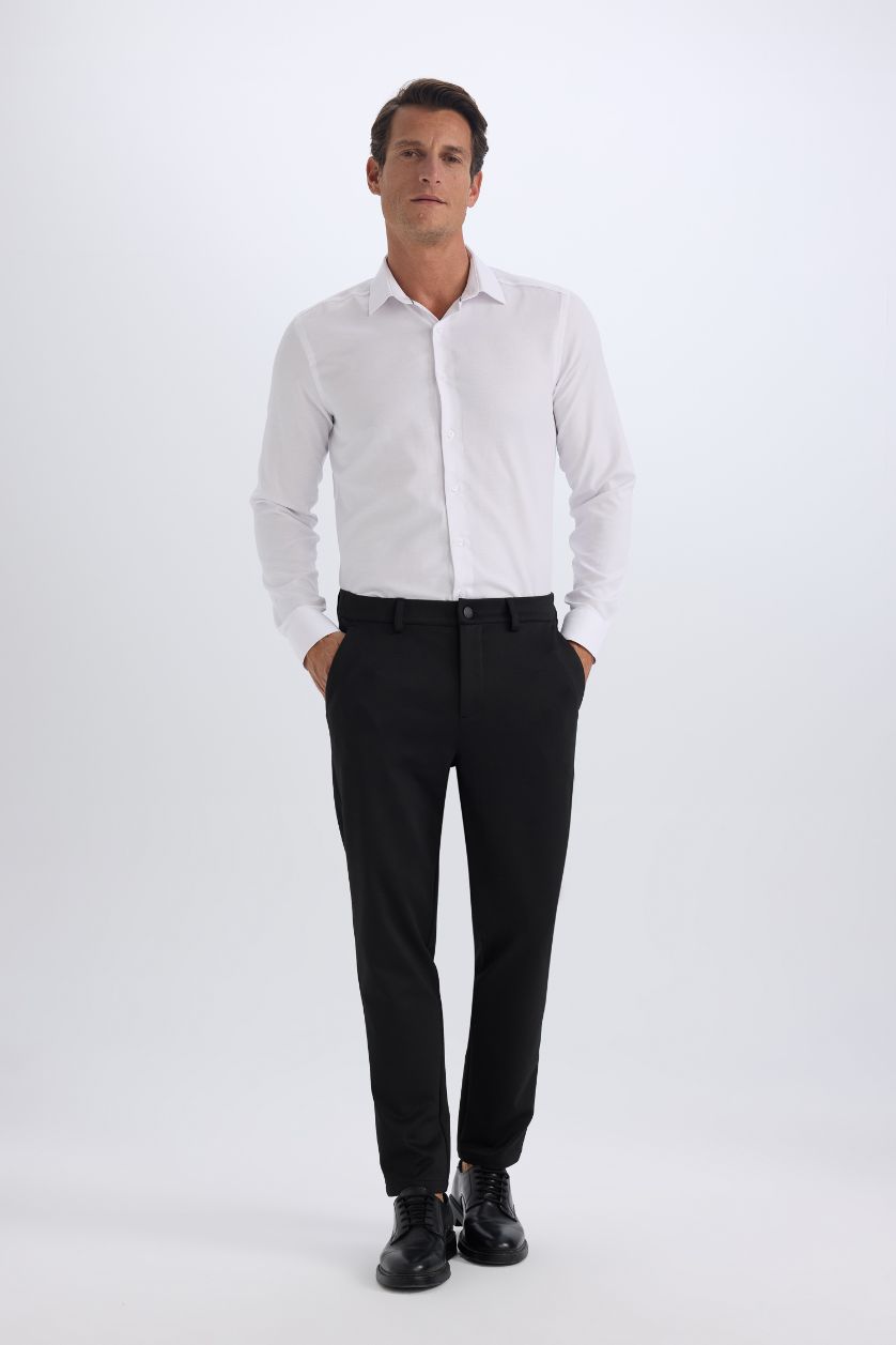 رجال Violet Beyaz قميص ردن طويل اوكسفورد سليم فيت بياخة بولو