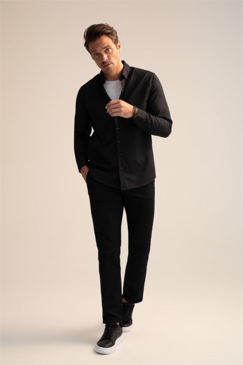 MAN Black Modern Fit Long Sleeve Shirt