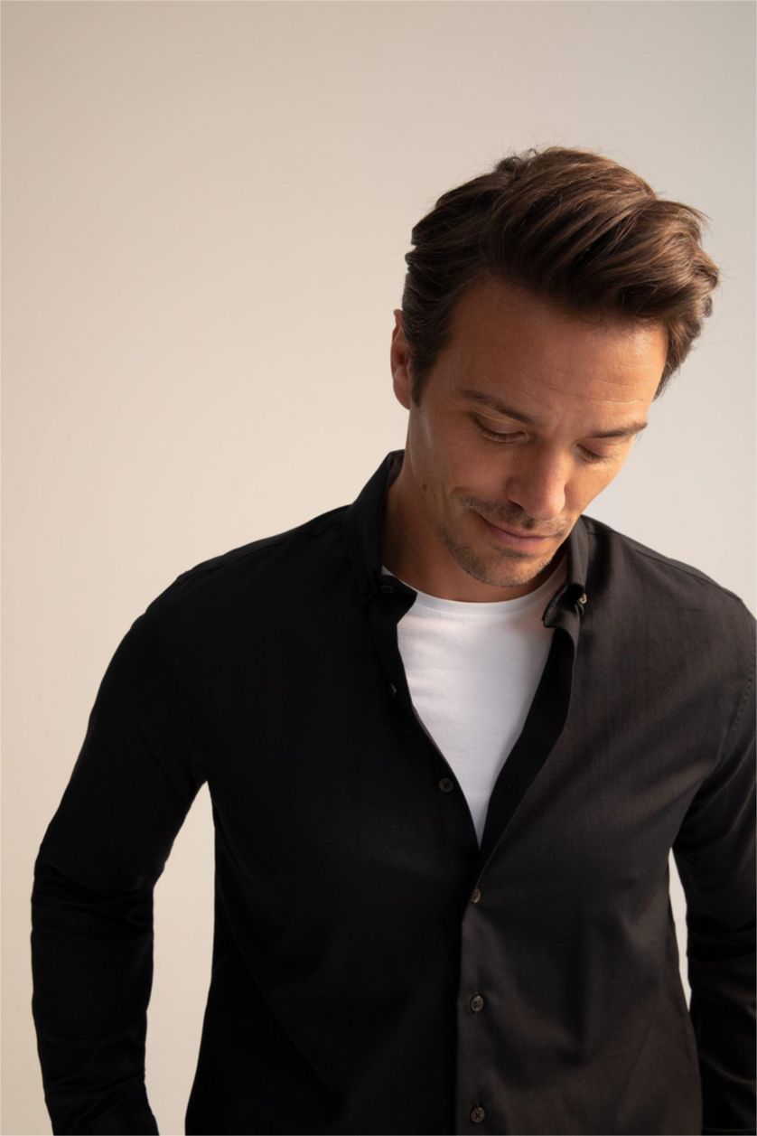 MAN Black Modern Fit Long Sleeve Shirt