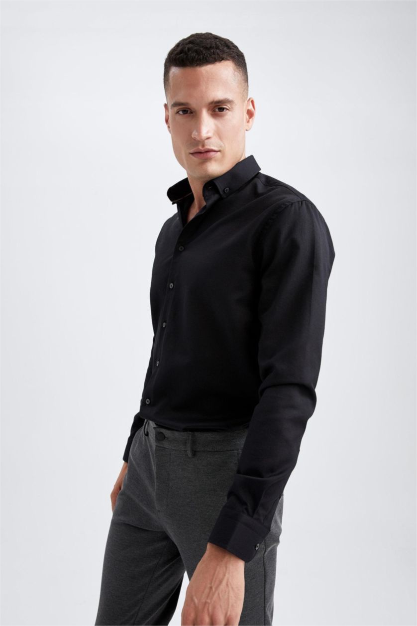MAN Black Modern Fit Long Sleeve Shirt