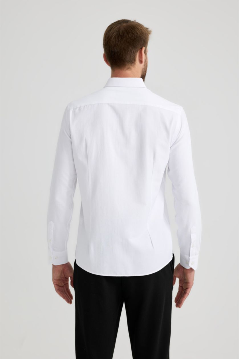 Чоловічий Білий Сорочка з довгим рукавом модерн фіт Доббі для чоловіків