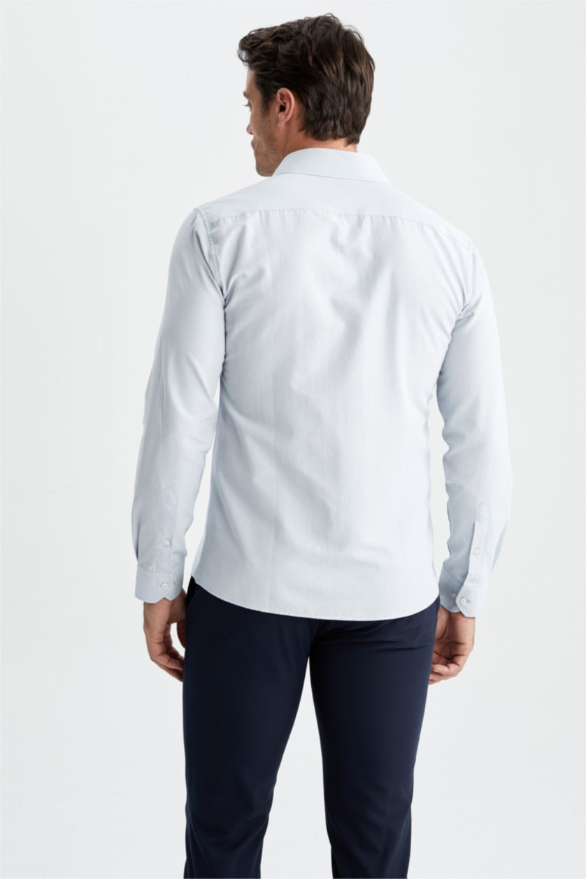 HOMME BLEU Clair Chemise classique en coton à manches longues Coupe moderne