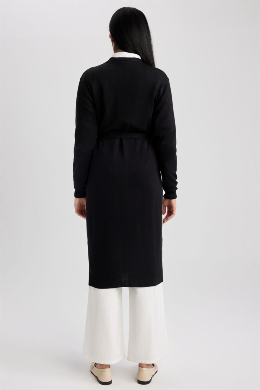 WOMAN Black Regular Fit V-Neck Cardigan