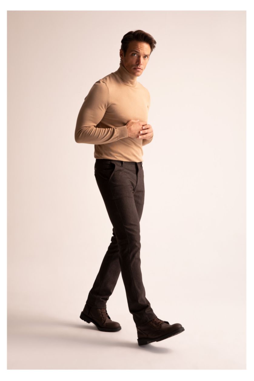MAN Brown Regular Fit Trousers