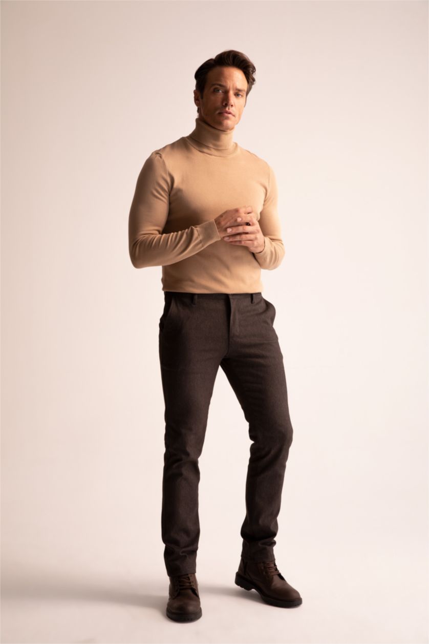 MAN Brown Regular Fit Trousers