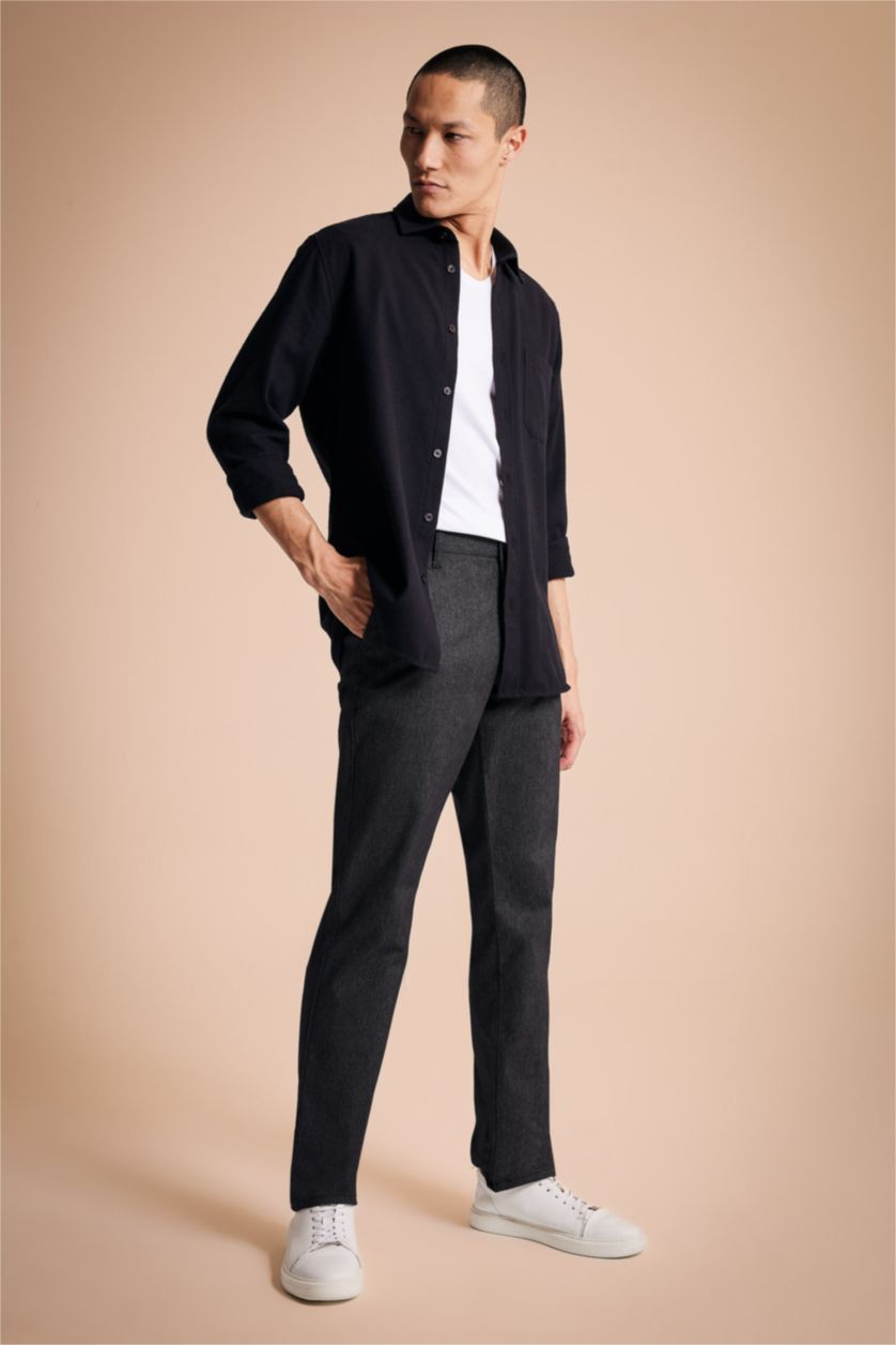 رجال أسود بنطلون بقصة عادية