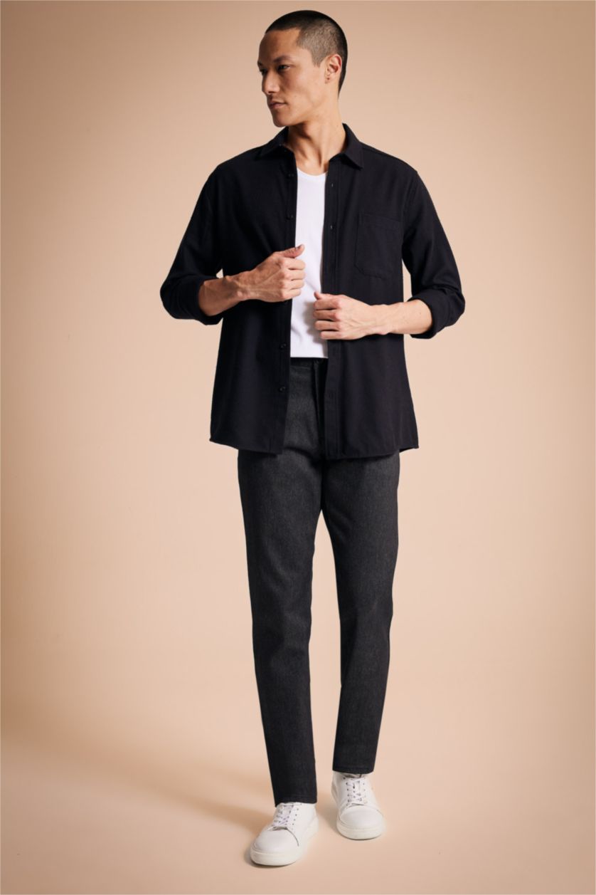 رجال أسود بنطلون بقصة عادية