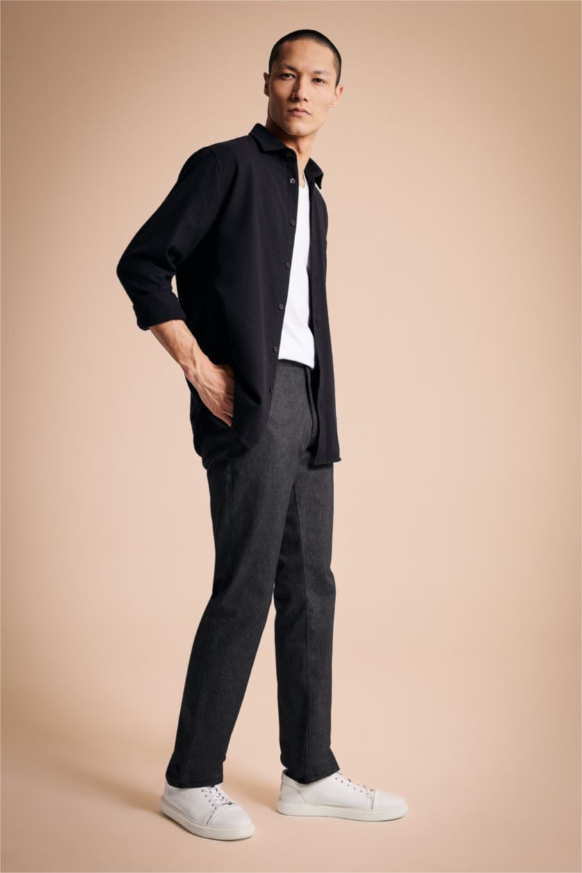 رجال أسود بنطلون بقصة عادية