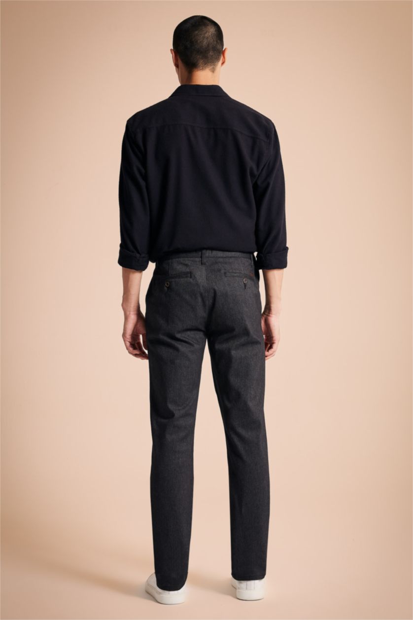 رجال أسود بنطلون بقصة عادية