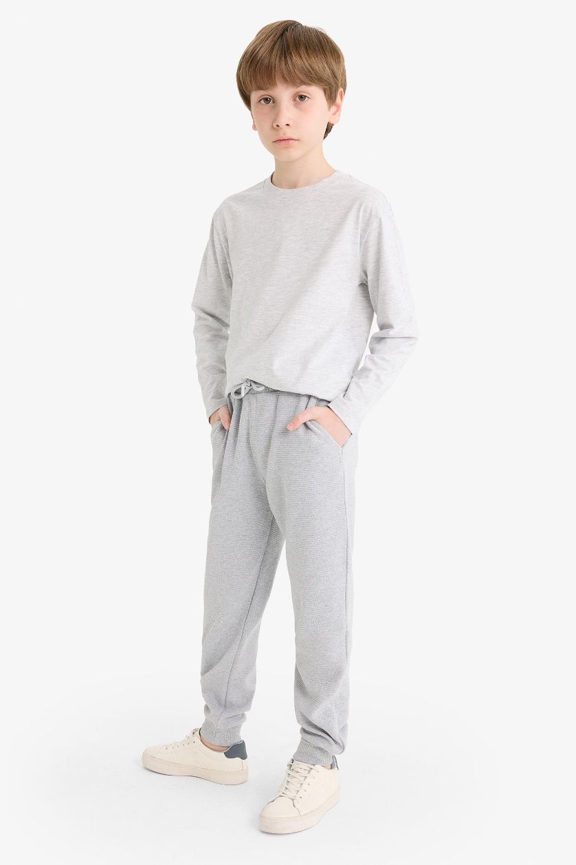 Boys & Teens Grey Melange Boy Elastic Waist Jogger Sweatpants