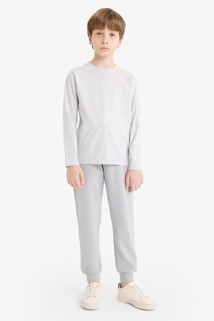 Boys & Teens Grey Melange Boy Elastic Waist Jogger Sweatpants