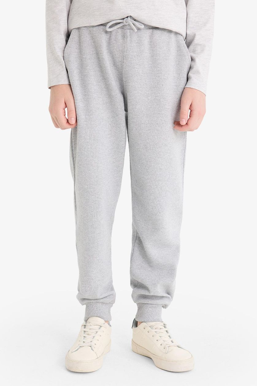 Boys & Teens Grey Melange Boy Elastic Waist Jogger Sweatpants