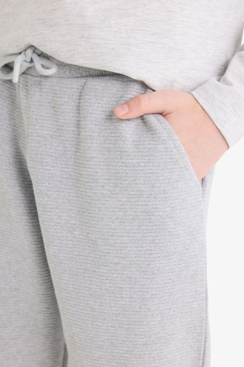 Boys & Teens Grey Melange Boy Elastic Waist Jogger Sweatpants