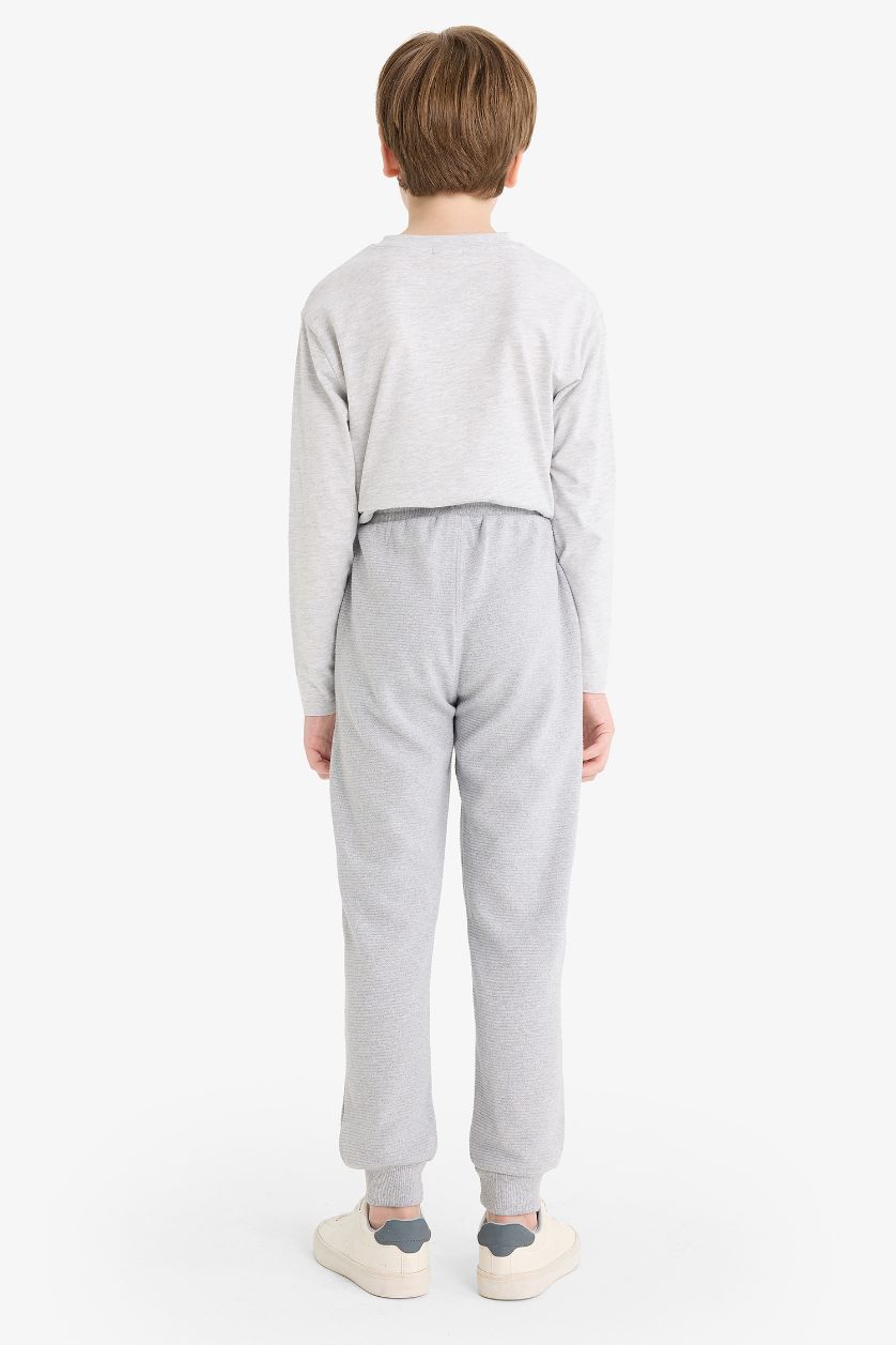 Boys & Teens Grey Melange Boy Elastic Waist Jogger Sweatpants