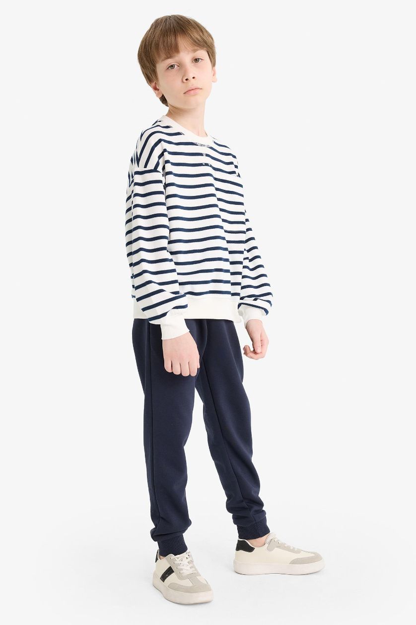 Erkek Çocuk - Genç Erkek Lacivert Erkek Çocuk Lacivert Beli Paçası Lastikli Cepli Jogger Okul Eşofman Altı