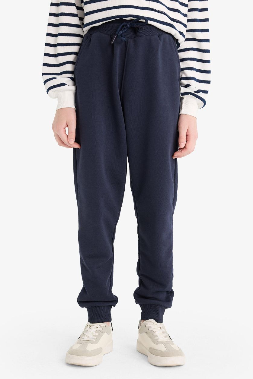 Erkek Çocuk - Genç Erkek Lacivert Erkek Çocuk Lacivert Beli Paçası Lastikli Cepli Jogger Okul Eşofman Altı