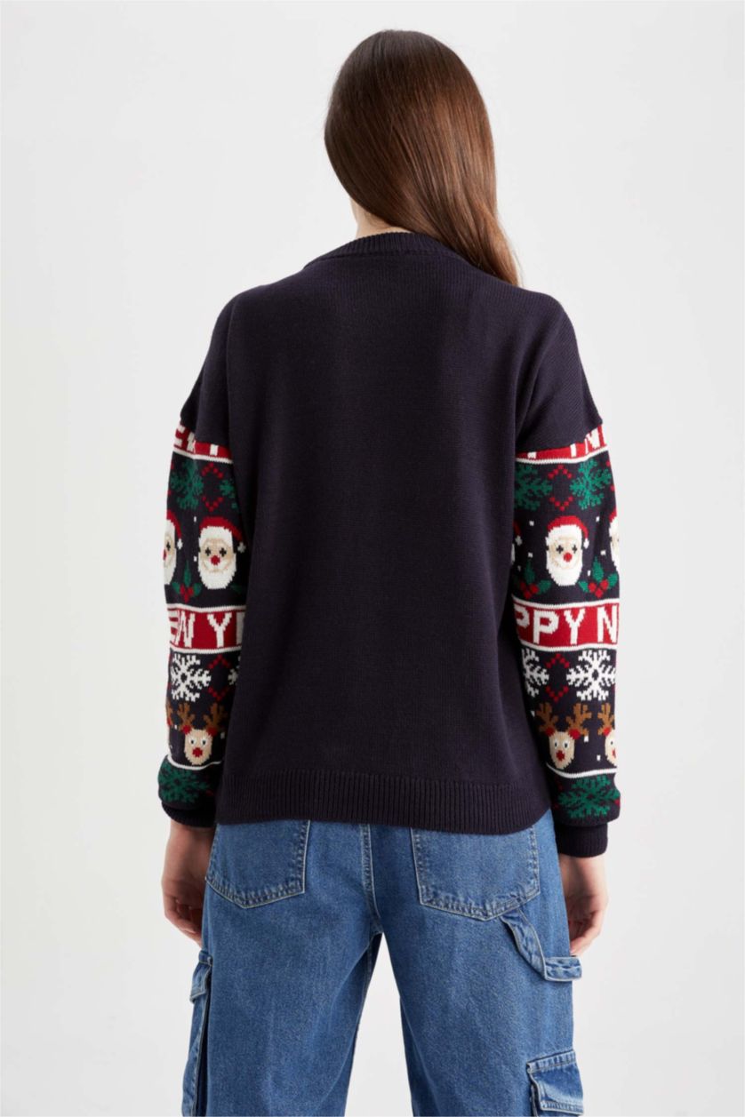 Kadın Lacivert Relax Fıt Kazak