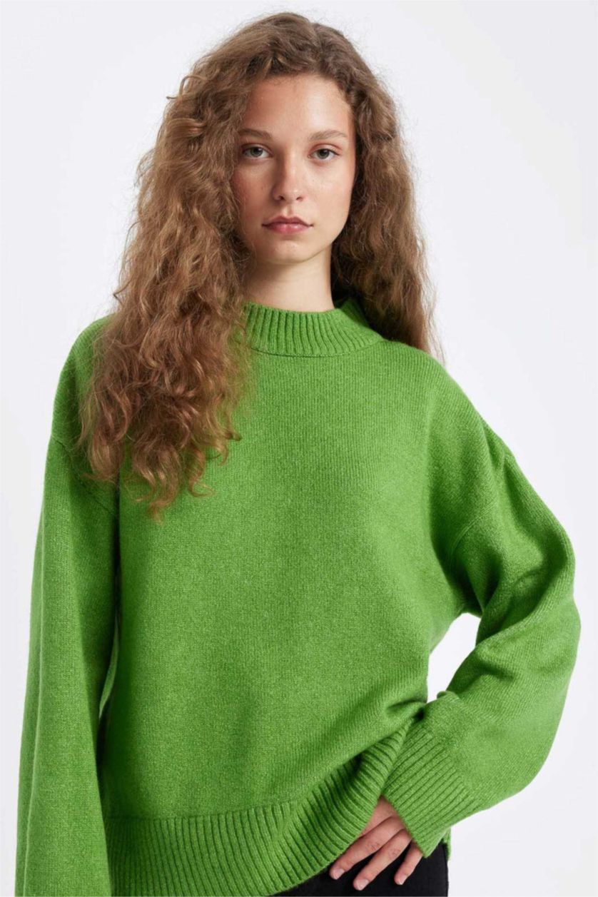 WOMAN Green Oversize Fit Knitwear Pullover