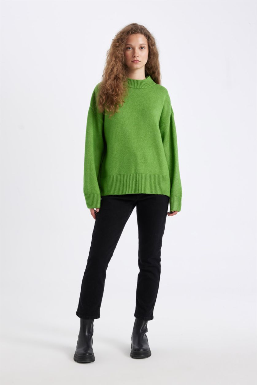 WOMAN Green Oversize Fit Knitwear Pullover