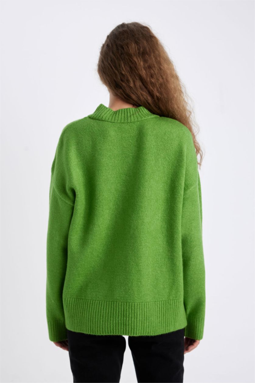 WOMAN Green Oversize Fit Knitwear Pullover