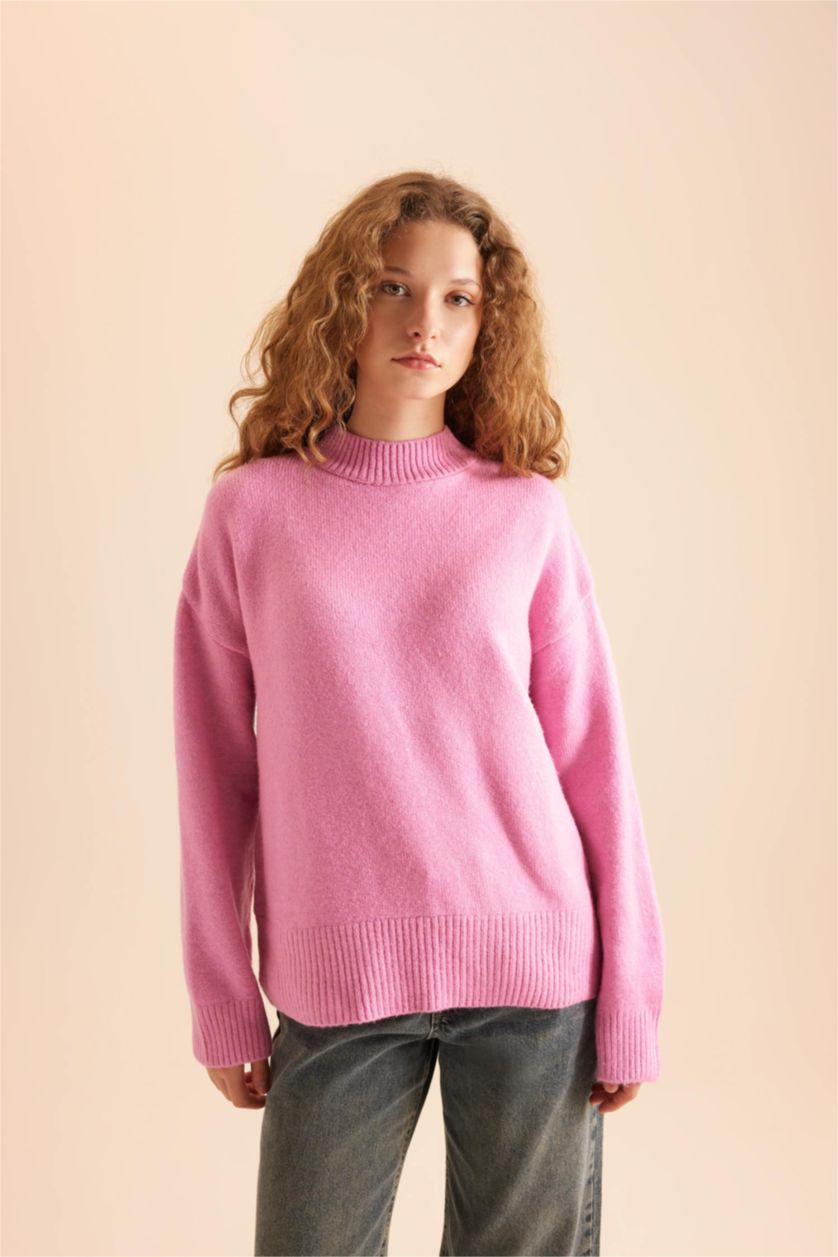 Women Pink Oversize Fit Knitwear Pullover