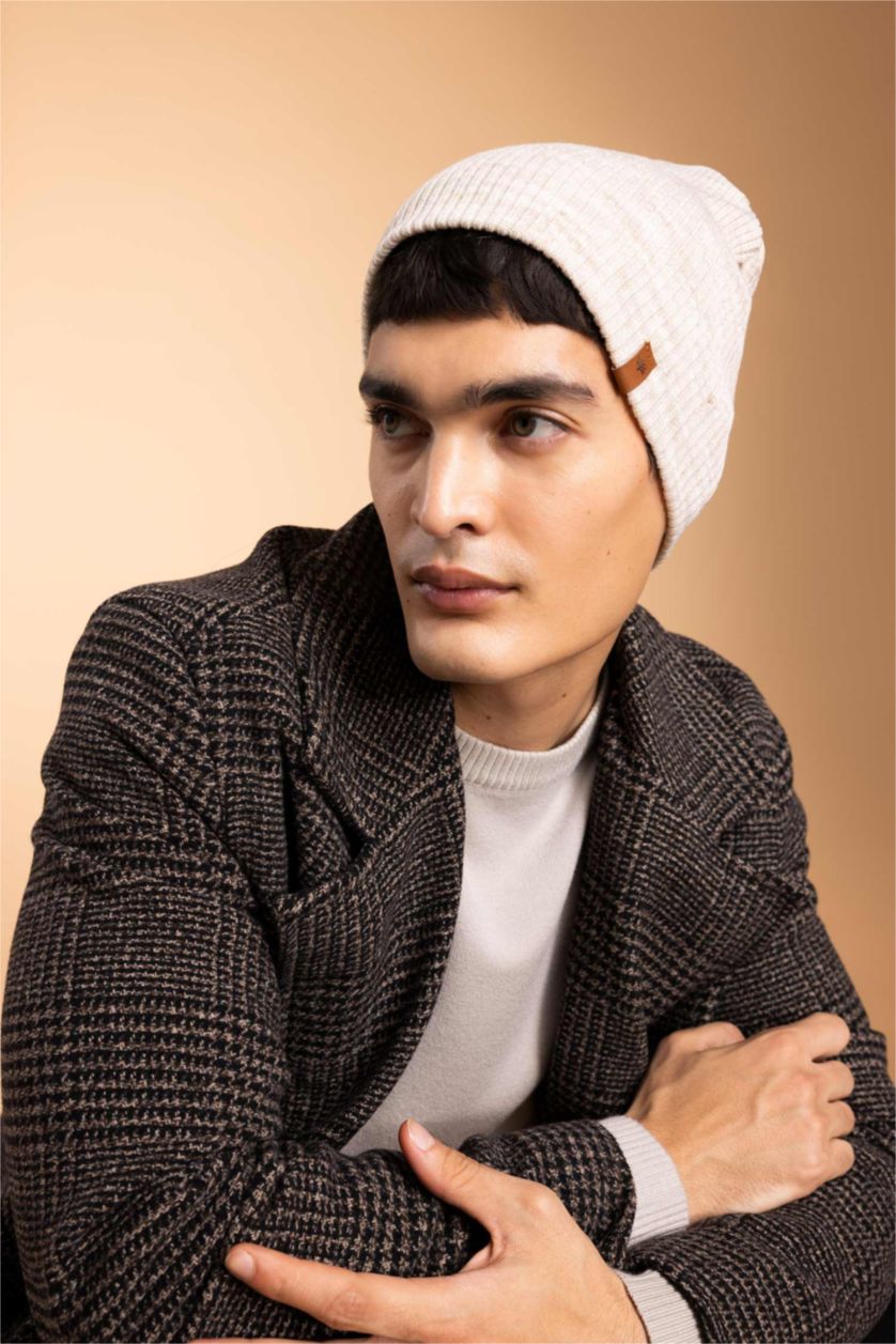 HOMME Beige Bonnet d'hiver Basique Homme
