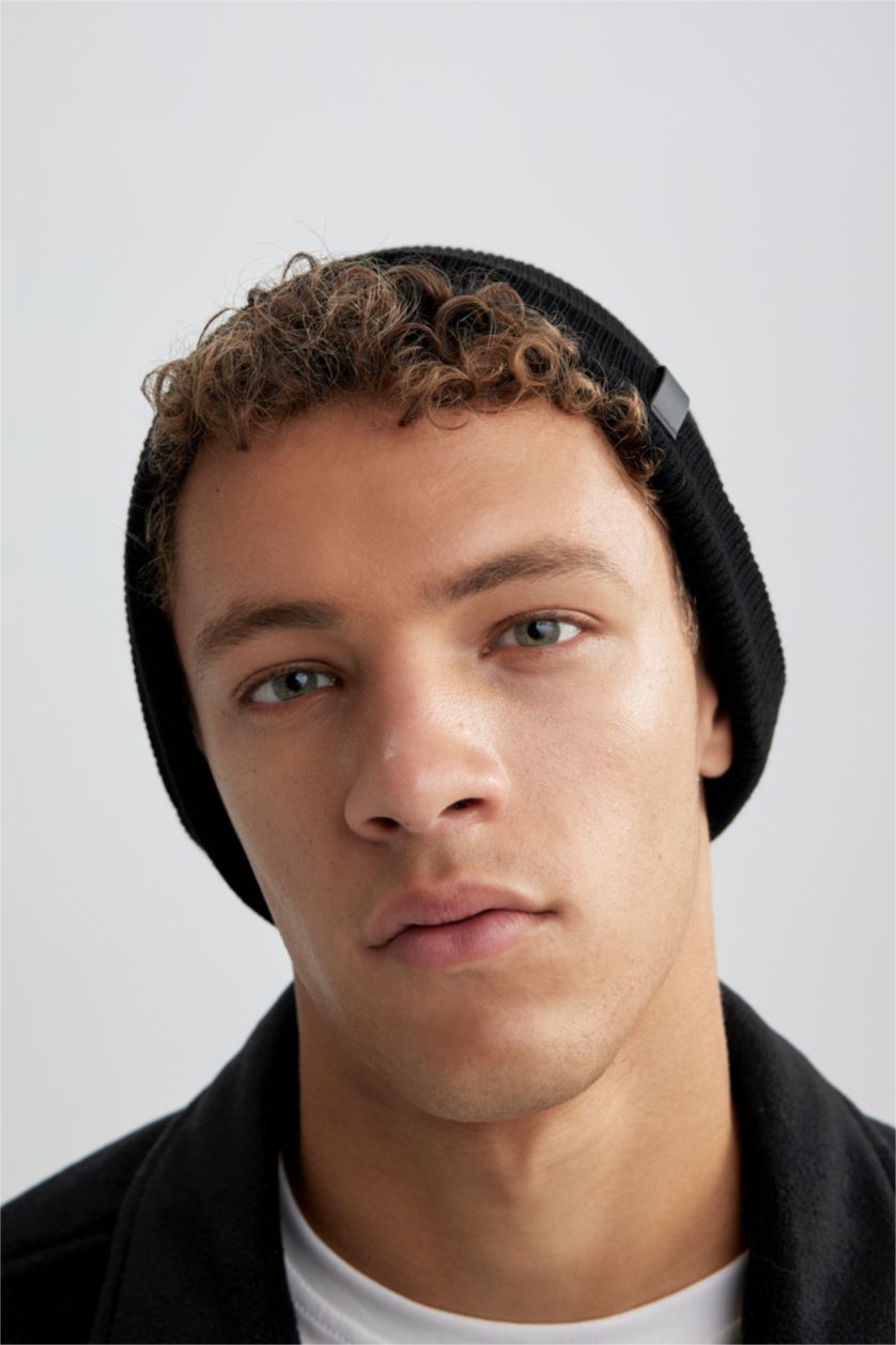 HOMME Noir Bonnet d'hiver