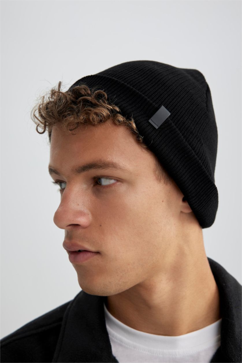 HOMME Noir Bonnet d'hiver