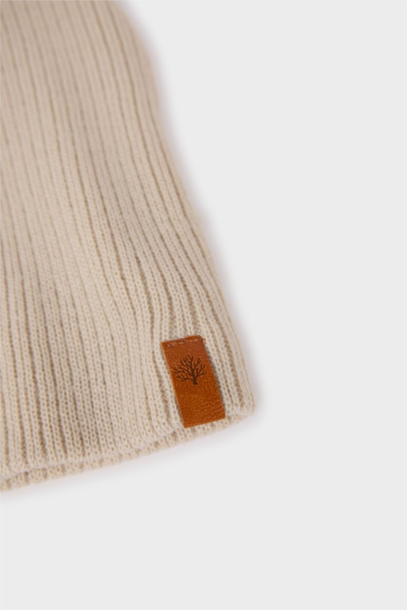 Erkek Vizon Erkek Basic Düz Triko Bere