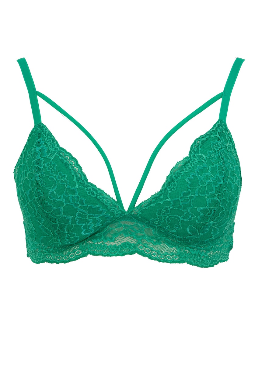 Kadın Yeşil Dantelli Pedli Triangle Bralet