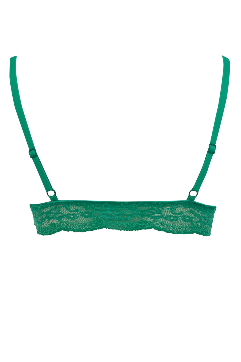 Kadın Yeşil Dantelli Pedli Triangle Bralet