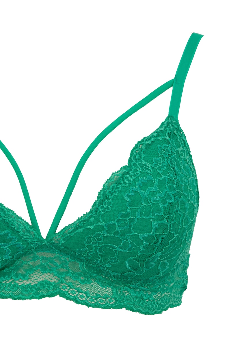Kadın Yeşil Dantelli Pedli Triangle Bralet